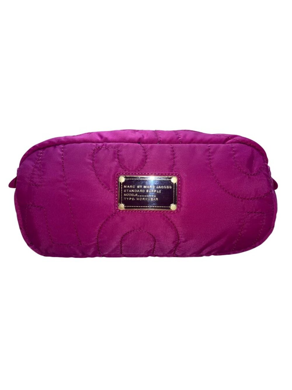Marc By Marc Jacobs Women’s Pink Nylon Quilted Logo Lining Cosmetic Bag